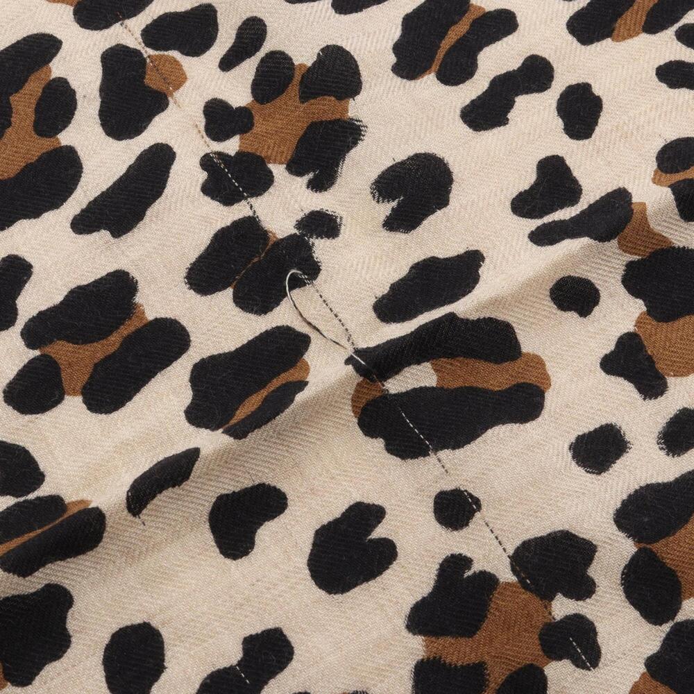 Hermes leopard print stole, silk, cashmere, women's, beige, black, brown. - Picture 5 of 10
